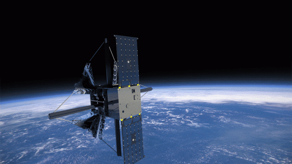 အာကာသ Solar Sail ရွက်ဖွင့်နေပုံကို သရုပ်ဖော်ထားပုံ