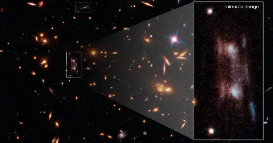 အလင်းနှစ် ၁၁ ဘီလီယံ အကွာက ဂလက်ဆီ အမွှာ စုံတွဲပုံကို Hubble Telescope က ရိုက်ကူးထားတဲ့ ပုံမှာ တွေ့ရတာပါ